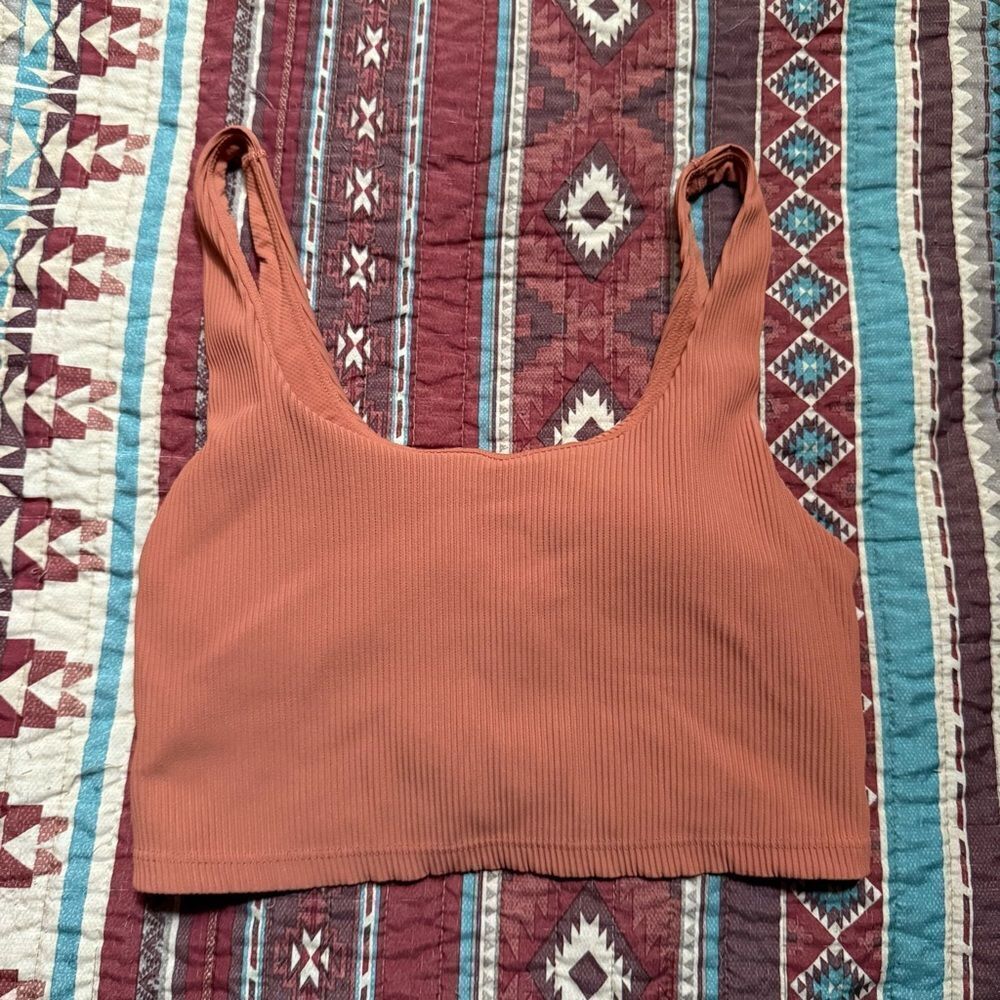 Athleta orange sports bra crop tank size small
